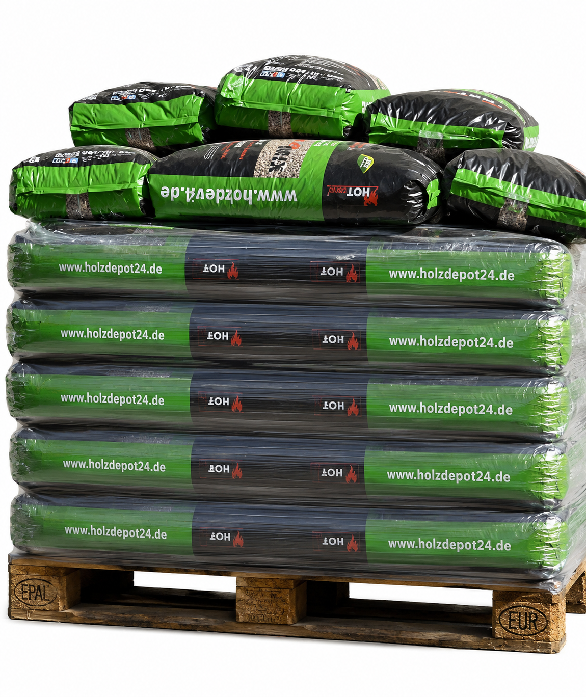 Half pallet of Din+ Top Mix pellets in 15 kg bags for heating